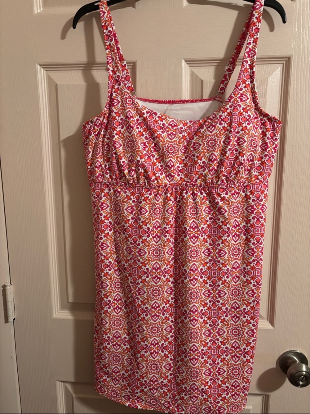 Lands' End Pink and Orange Patterned Mini Dress
